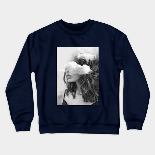 Portrait of a  dreaming girl. Collage Crewneck Sweatshirt by Mess_Art